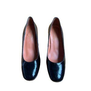 Marroqui Sanchez 1980 Black Pumps Size 7 Patent Leather Shiny Career Vintage